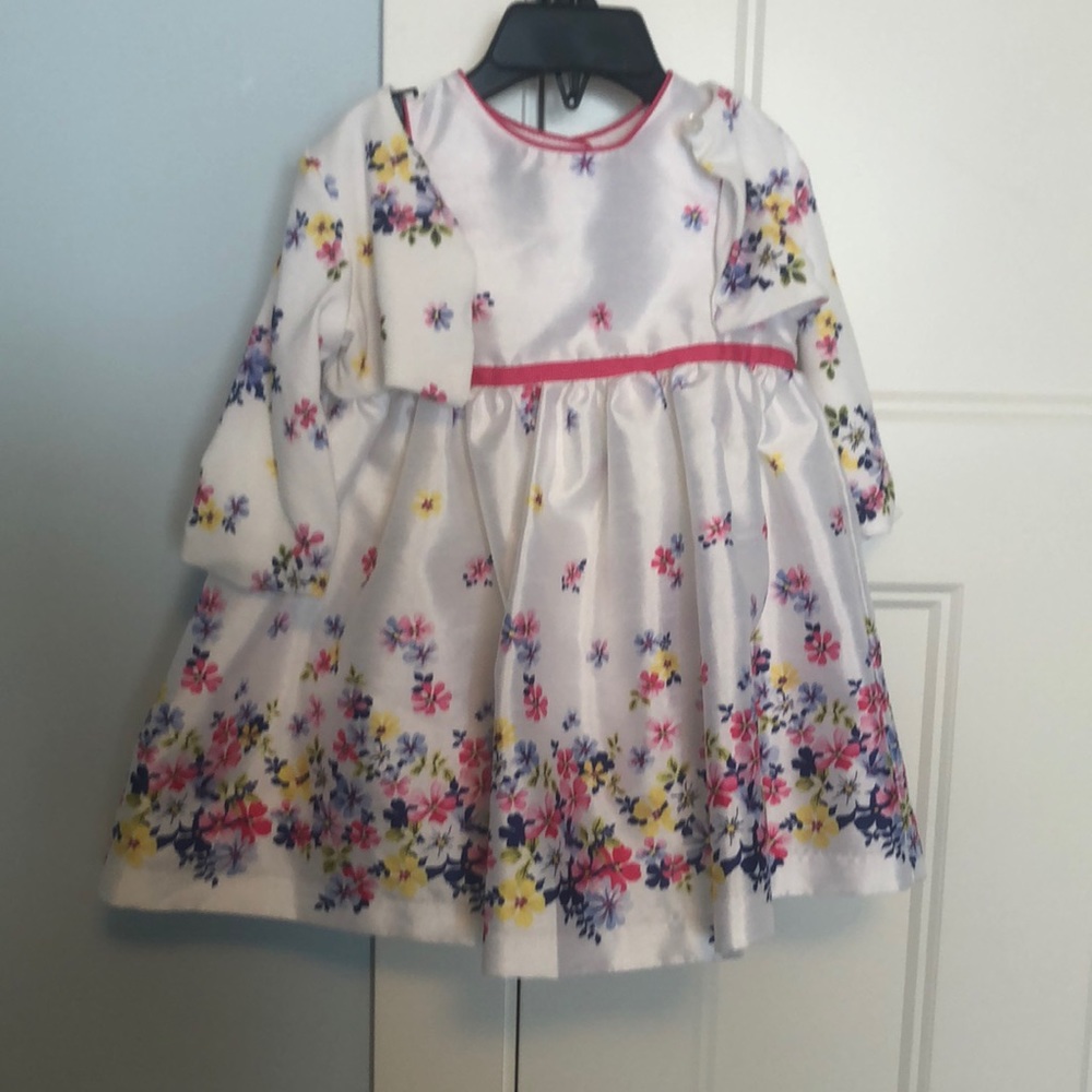 Easter/ spring Floral Party Dress with Sweater